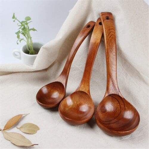 Wooden Cooking Scoop Catering Tableware Wooden Kitchen Utensils 1PC Natural Wood Spoon Soup Ladle