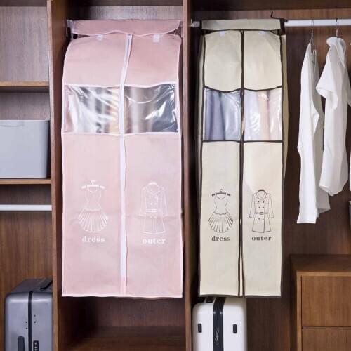 1pc Dress Bag Cloth Dust Cover Garment Bag Suit Bag Coat Protector Closet Hanging Organizer Clothes Storage Zipper Bags