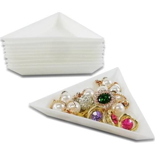 10Pcs Plastic Round Triangle Plastic Nail Art Box Plate Tray Holder Storage Container Jewelry Glitter Cup Manicure Tool