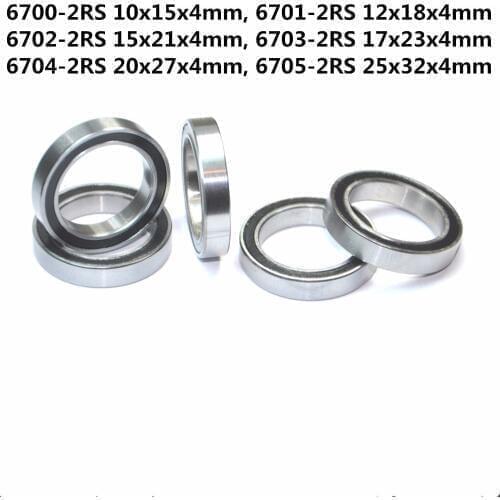 10pcs 6700-2RS 6701-2RS 6702-2RS 6703-2RS 6704-2RS 6705-2RS Ultra Thin Wall Rubber Shielded Bearing Ball Bearings