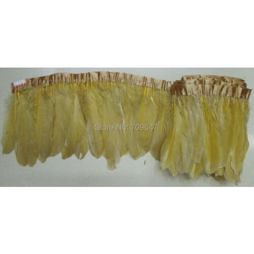 2Yards/pack/lot! Light champagne Goose Feather Trimming Fringe for Crafts/Costume/Sewing 4-6inches width