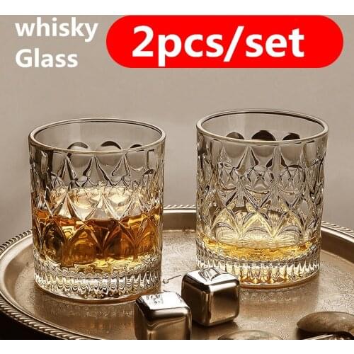 2pcs whisky glass home European crystal glass wine cup creative beer glass bar set