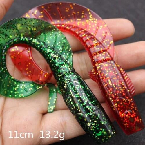 2pcs 11cm 13g Cannibal Curved Tail Fishing Lures Artificial Wobblers Soft Baits Silicone Shad Worm Bass leurre souple