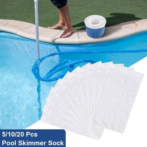 20 PCS / Set Filter Storage Pool Skimmer Socks Nylon Swimming Pool Filter Socks For Baskets Skimmers White Pool Supply