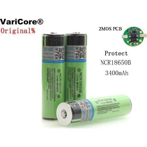 3PCS New Protected Original 18650 3400 mAh NCR18650B Rechargeable battery 3.7V with PCB For Flashlight batteris