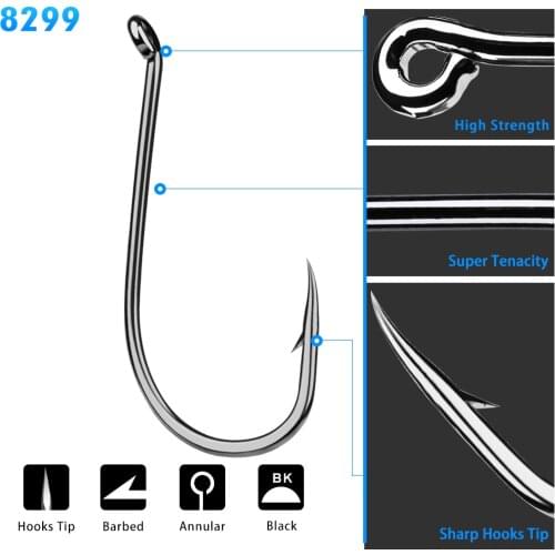 50pcs/lot 1/0#-6/0# 8299 Octopus Series HC-72A High-Carbon Steel Fishing Hook Carp Anzol Fishhook Saltwater Pesca Bass Jig Hook