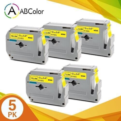 5PK MK-631 Tape Compatible For Brother Label Tape MK 631 M-K631 mk631 12mm Black on Yellow For Brother P touch Label Maker PT 70