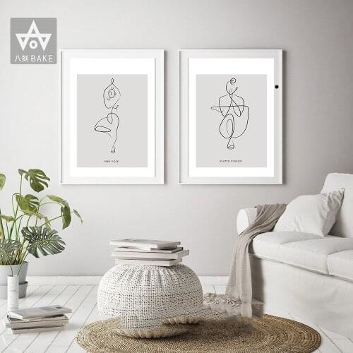Abstract Line Body Woman Wall Art Canvas Painting Nordic Minimalist Posters And Prints Yoga Poses Wall Pictures For Living Room