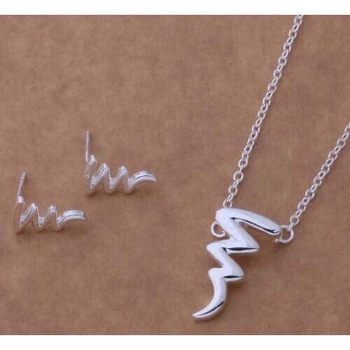AS158 Hot Pretty Silver Plated Wholesale Free Shipping Charm Christmas Gifts Fashion Jewelry Sets Earring 170 + Necklace 585