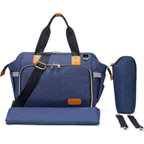 Large Capacity Diaper Tote Bag Travel Baby Care Shoulder Handbag with Bottle Bag Pocket Stroller Straps for Mom Dad 3 Color