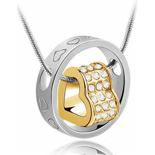 AAAAA+ rhinestones circle round Heart pendant Necklace fashion jewelry women classic hollow dropshipping promotion quality