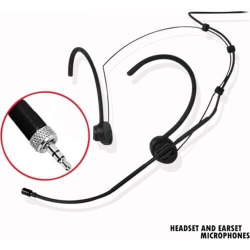 Black 3.5mm Stereo Screw Loackable Dual Earhook Headset Mic Condenser Headworn Microphone For Sennheiser Wireless Bodypack