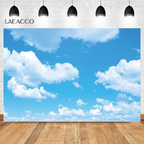 Laeacco Blue Sky Cloudy Party Wallpaper Home Decor Baby Natural Scenic Photography Backgrounds Photo Backdrops For Photo Studio