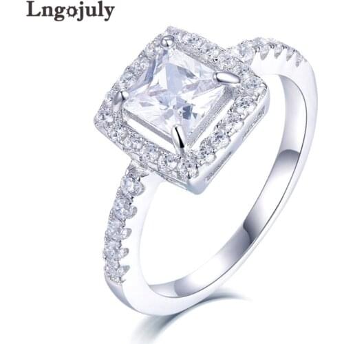 Hot Sale Rhinestone Ring 925 Sterling Silver Ring Square Zircon Rings Women Noble Silver Jewelry Accessories Ring Gift For Girl