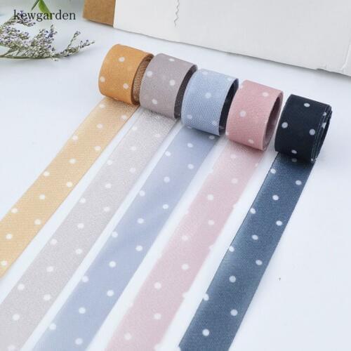 Kewgarden 5/8" 15mm Dots Chiffon Ribbons DIY Earrings Hair Accessories Satin Ribbon Handmade Tape Packing Webbing 8 Meters