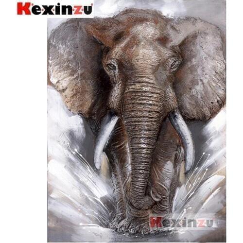 Kexinzu 5D DIY Full Square/Round Drill Diamond Painting "Elephant" 3d Diamond Embroidery Cross Stitch home Decor Gift K#6446
