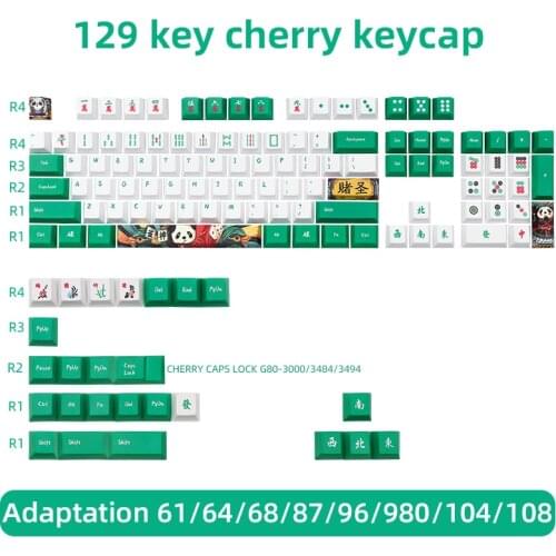 Chinese Mahjong Keycaps Cherry Profile DYE-Sublimation PBT Keycap For Cherry MX Switch 61/87/104/108 Mechanical Keyboard
