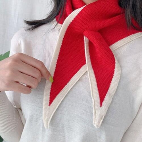 Korean Winter Woolen Knit Elastic Bow Cross Warm Scarf Female Solid Color Triangular Scarve Soft False Collar Neck Guard Bib U52