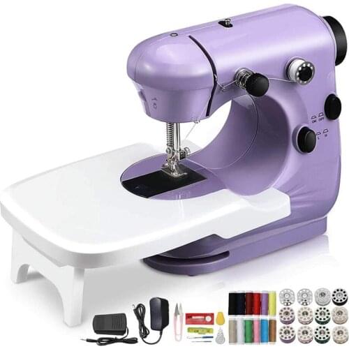 Sewing Machine Mini Portable Household Night Light Foot Pedal Straight Line Hand Table Two Thread Kit Electric