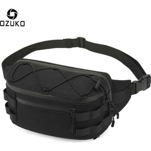 OZUKO Fashion Men Waist Pack Outdoor Sports Belt Bag Waterproof Mens Chest Bags Molle Waist Bag High Quality Male Fanny Pack