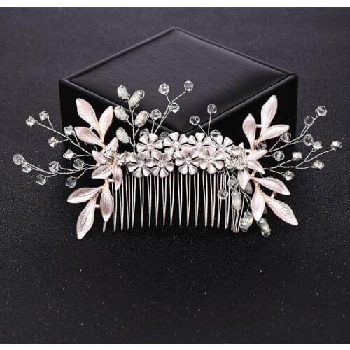 Trendy Rhinestone Crystal Flower Wedding Hair Combs Hair Accessories for Bridal Headpiece Women Hair ornaments Jewelry
