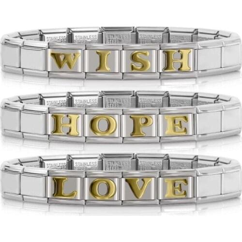 Hapiship 2021 Girls Fashion Bracele Wish Hope Love Name Bracelet Bangles Speical gift for Daugther Birthday DJ110