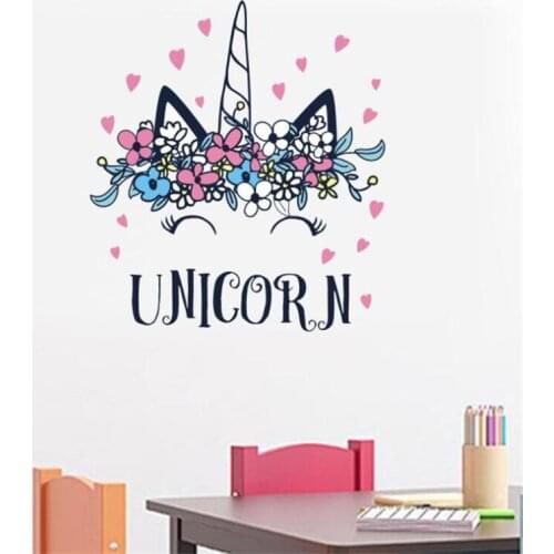 Cartoon cute smile unicorn wall sticker for kids rooms, home decoration, environmentally friendly PVC Gifts for children