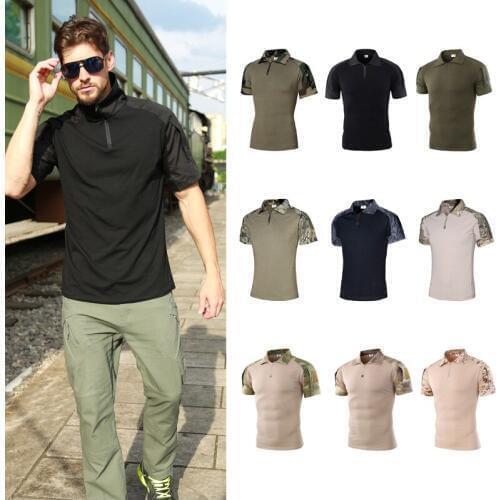 Mens Camo Combat Tactical Shirt Short Sleeve Quick Dry T-Shirts Camouflage Outdoor Military Army Tops Tees Airforce Shirts