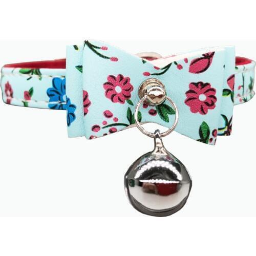 Inexpensive collar Flower Dog Collar for Cat Small Adjustable Pu Leather Pet Dog Puppy Cat Collar Necklace pet product 2 color