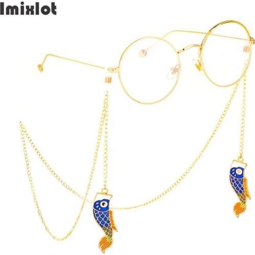 Non-slip Metal Sunglasses Lanyard Strap Necklace Fish Flag Pendant Eyeglass Glasses Chain Cord For Reading Adjustable Strap
