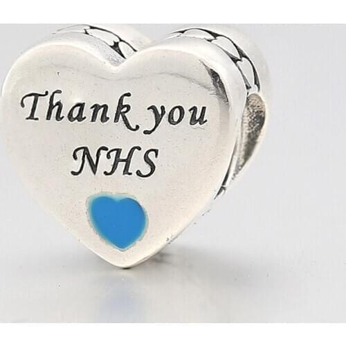 Authentic S925 Bead Heros Thank you Charm fit Lady Bracelet Bangle Girl Birthday Gift