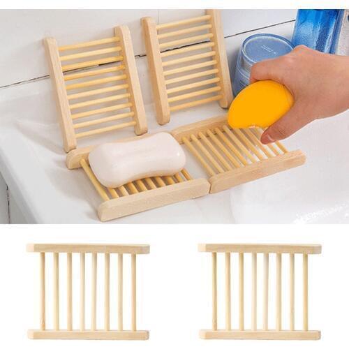 1pc High Quality Natural Wood Strong Bathroom Soap Dish Drain Tray Holder Sponge Plate Home Storage Rack