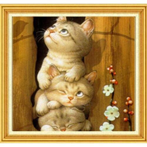 Full Mosaic Picture three cat Diamond mosaic painting with Rhinestone Cross-Stitch diamond mosaic photo
