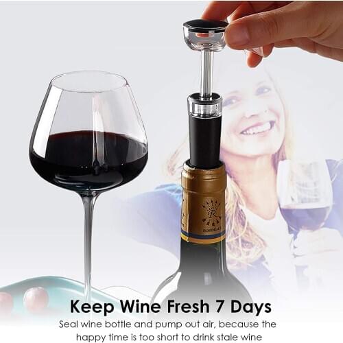 2PCS Wine Preservation Plug Preserver Corks Vacuum Bottle Stopper Pump Black Silicone Set Manual Pull Type Gifts Plastic Sealer