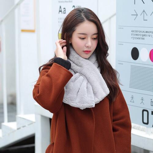 Mingjiebihuo luxurious fashion New enhanced quality cross plush scarf Angora wool warm thick scarf sweet comfortable ring