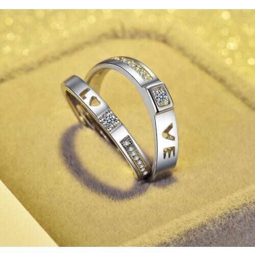 S925 silver couple ring opening couple couple ring eternal love men and women marriage proposal ring sterling silver rings