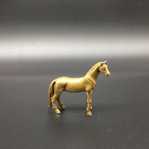 Collectable Chinese Brass Carved Lovely Animal Zodiac Horse Woral Wealth Money Exquisite Small Statues