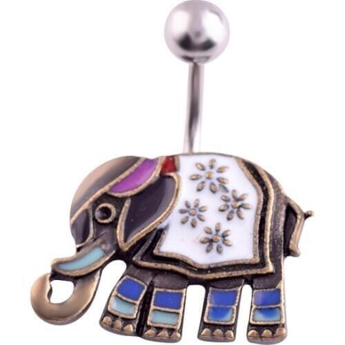 1PC Animal Piercing Navel Elephant stainless steel Body Jewelry Belly Button Ring Body alloy Black Navel stud Accessories