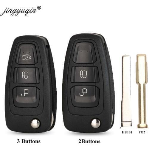 Jingyuqin Flip Folding Remote Key Shell Car Key Cover 3 Buttons For Ford Focus Mondeo Fiesta 2013 Fob Auto Case With HU101 Blade