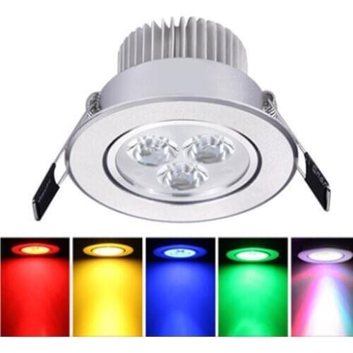 Ultra Bright Round RGB LED Downlight 3W Aluminum AC220V Dimmable LED Down Light warm/cold Recessed Spot Light Lamp Home KTV