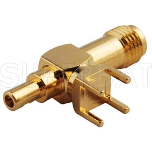 Superbat 10pcs SMA thru hole Jack Right Angle PCB Mount & ST for Cable 1.13mm RF Coaxial Connector