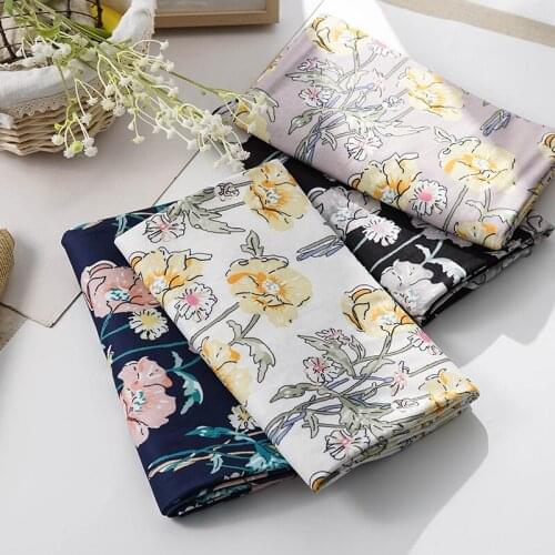 Polyester Spandex Rib Knit Fabric Soft Stretch Floral Print Fabric Elastic for Ladies Blouse Short Sleeve Skirt 45X160cm/Piece