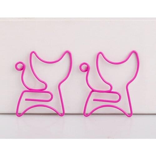 12pcs Cat Shape Paperclip Cute Rose Red Paper Clip Small Pin Cartoon Bookmark Decoration DIY Book Clip Card Holder Planner Clip