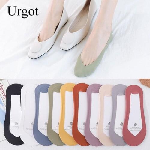 Urgot 3 Pairs Women Summer New Invisible Boat Socks Lady All-match Short Socks Pure Color Silicone Non-slip Socks Shallow Mouth