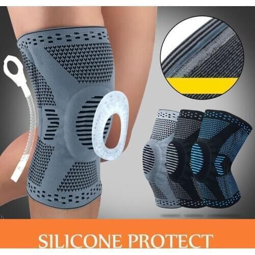 1 Pcs Nylon Elastic Sports Knee Pads Breathable Knee Support Brace Running Fitness Hiking Cycling Knee Protector Silicone Pad