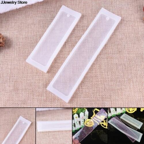 1PC Silicone Mold Mold And Hole Epoxy Resin Bookmark Jewelry NEW Blank Big Small Rectangle Bookmark Mold