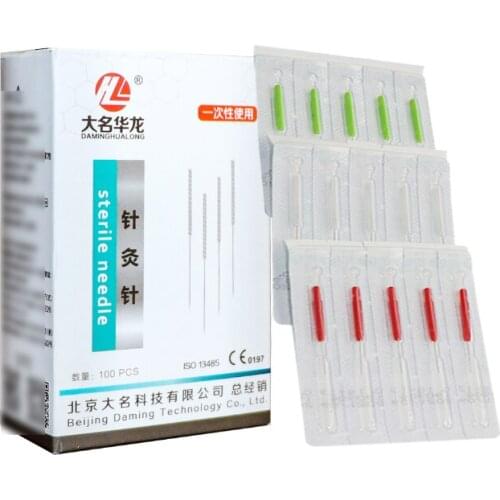 100pcs 0.14/0.16/0.18/0.20mm Sterile acupuncture needle plastic handle one by one package disposable needle beauty massage