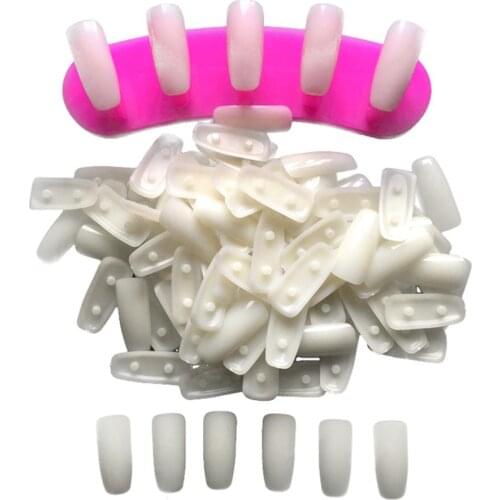 100 Pcs Acrylic Oval Nail Tips False Nails Fullwell Clear Full Cover Fake Nail Art Tips French Nail Tips NEW