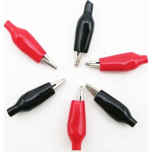 20pcs28MM Metal Alligator Clip G98 Crocodile Electrical Clamp Testing Probe Meter Black Red with Plastic Boot Car Auto Battery