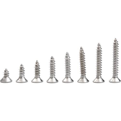 200Pcs M3*6/8/10/12/14/16/18/20 Stainless Steel Flat Head Screw Cross Countersunk Head Tapping Screw Assortment Kits